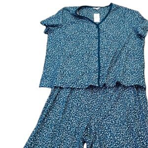 NWT Charter Club Plus Size 2-Pc. Cotton Cropped Pajamas Set Green Floral Size 3X